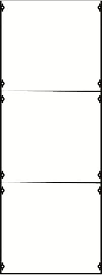 Three blank white panels in a rectangular layout, arranged vertically. Each panel separated by a thin black line.