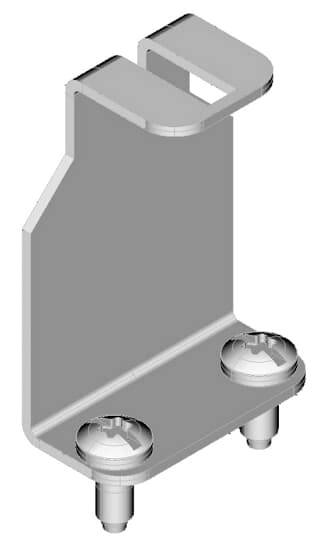 Metal bracket with two screws for mounting.