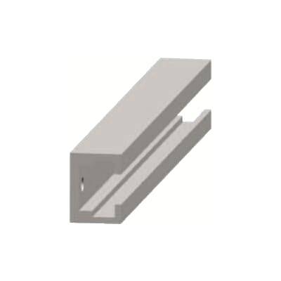 A grey metal U-shaped channel beam, used for structural support or fixings, isolated on a white background.
