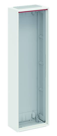 A blank, vertical, white cabinet with a light blue interior, suitable for installations or technical equipment.