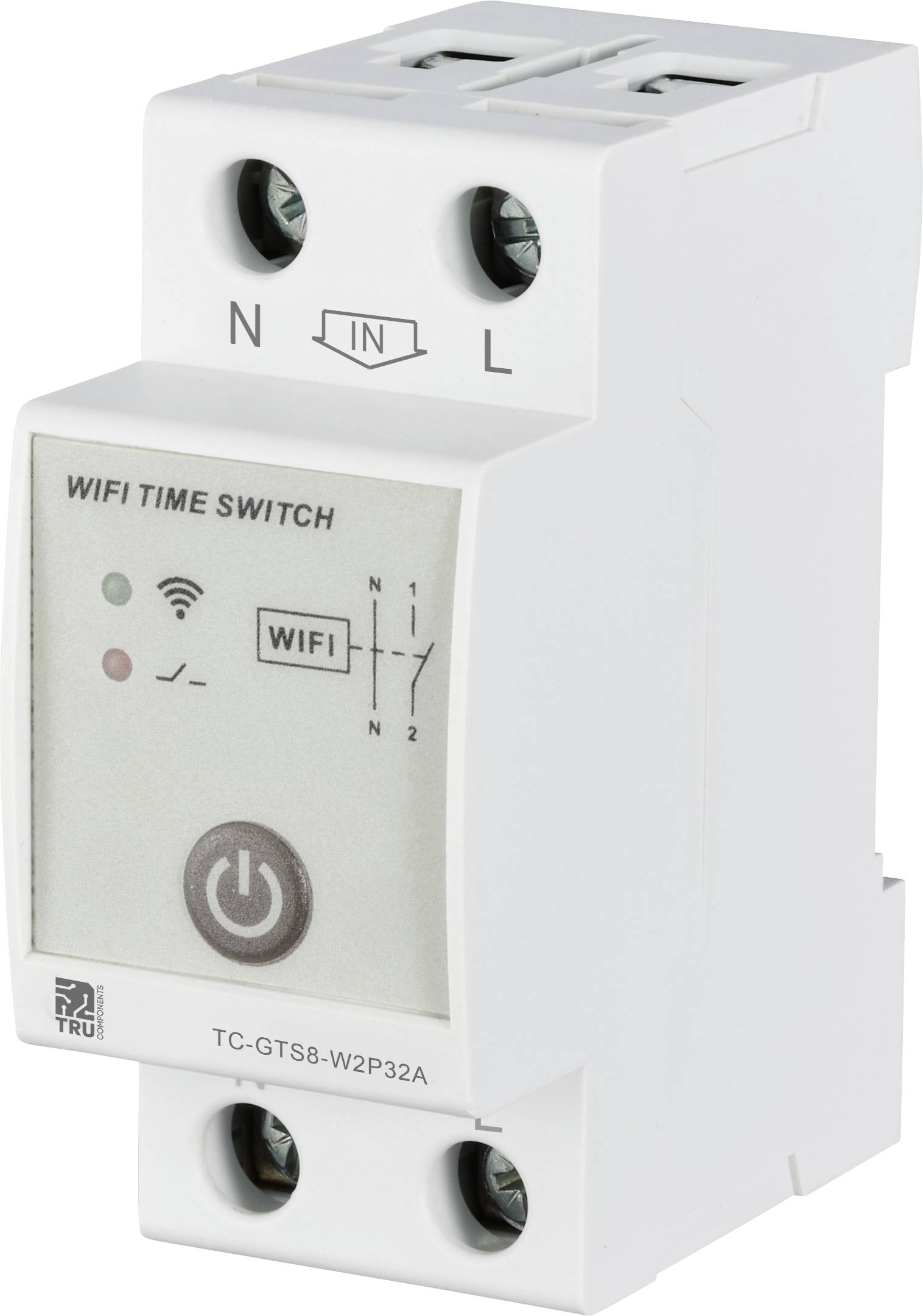 TRU COMPONENTS TC-GTS8-W2P32A Wi-Fi switch 230 V AC 1 pc(s) Time range: 1 min - 24 h 1 maker