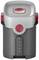 Grey, cylindrical battery with a red button on top, LED indicator for battery level on the front.