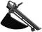 Cordless leaf blower with black collection bag and wheels. Ergonomic handle for easy handling. Suitable for garden work.