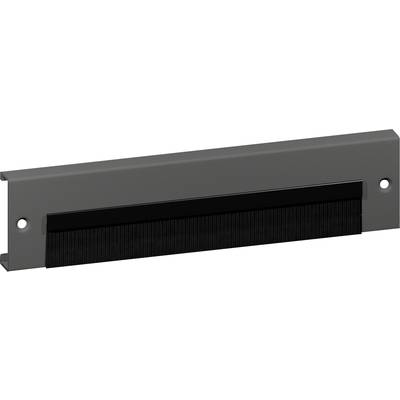 Grey cable brush with black bristle row, mountable, for clean cable routing through enclosures or cabinets.