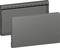 Two grey, rectangular metal plates, one in front, one behind. They have side holes and appear suitable for technical applications.