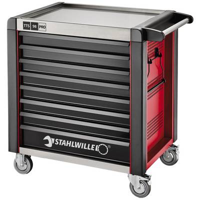 Tool trolley with multiple drawers, steel frame, brand name 'STAHLWILLE' visible underneath, mounted on wheels for mobility.