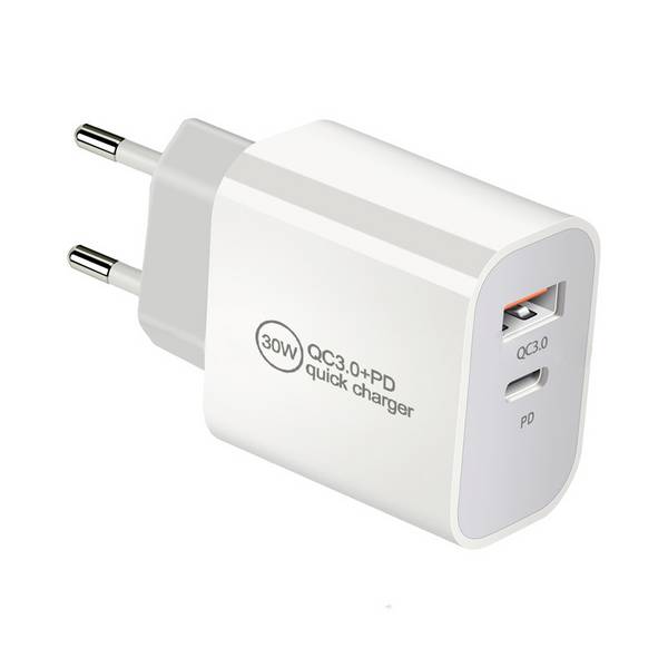 IWH USB charger 30 W 1x USB-A, 1x USB-C® Power Delivery, QC 3.0 White Indoors