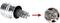 Wire brush attachment with an arrow pointing to a close-up of the brush removing rust from a metal pipe.