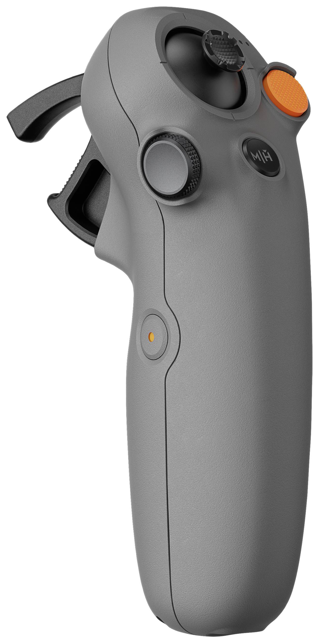 Grey game controller with multiple buttons and joysticks, showcasing an ergonomic design for gaming experience.