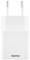White USB charger with two sockets on top and the 'hama' brand logo underneath. Ideal for charging mobile devices.