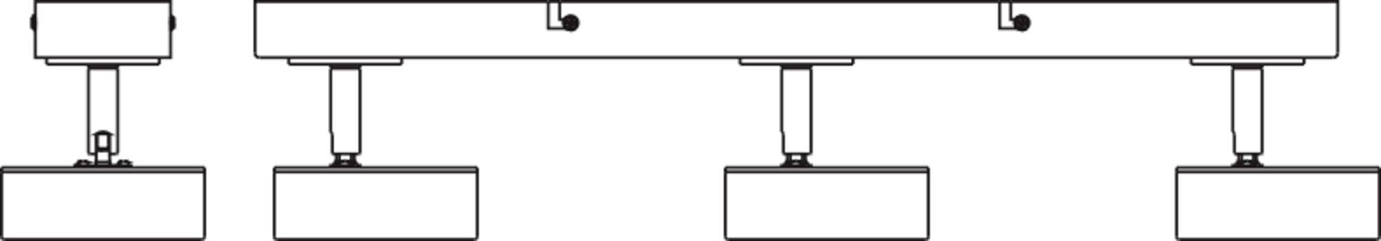 Technical drawing of a platform on four supports.