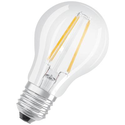 A LED light bulb with a clear glass surface and visible filaments, symbolising energy efficiency.