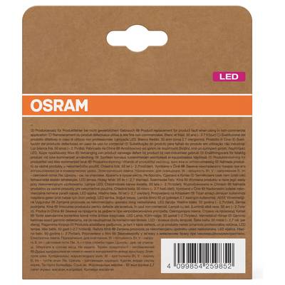 OSRAM LED light bulb packaging in a brown and orange box with product label and barcode.