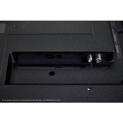 'Back of a television with RCA and antenna connections.'