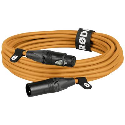 Orange XLR cables with black plugs, bundled with hook-and-loop fastener, suitable for audio connections in professional applications.