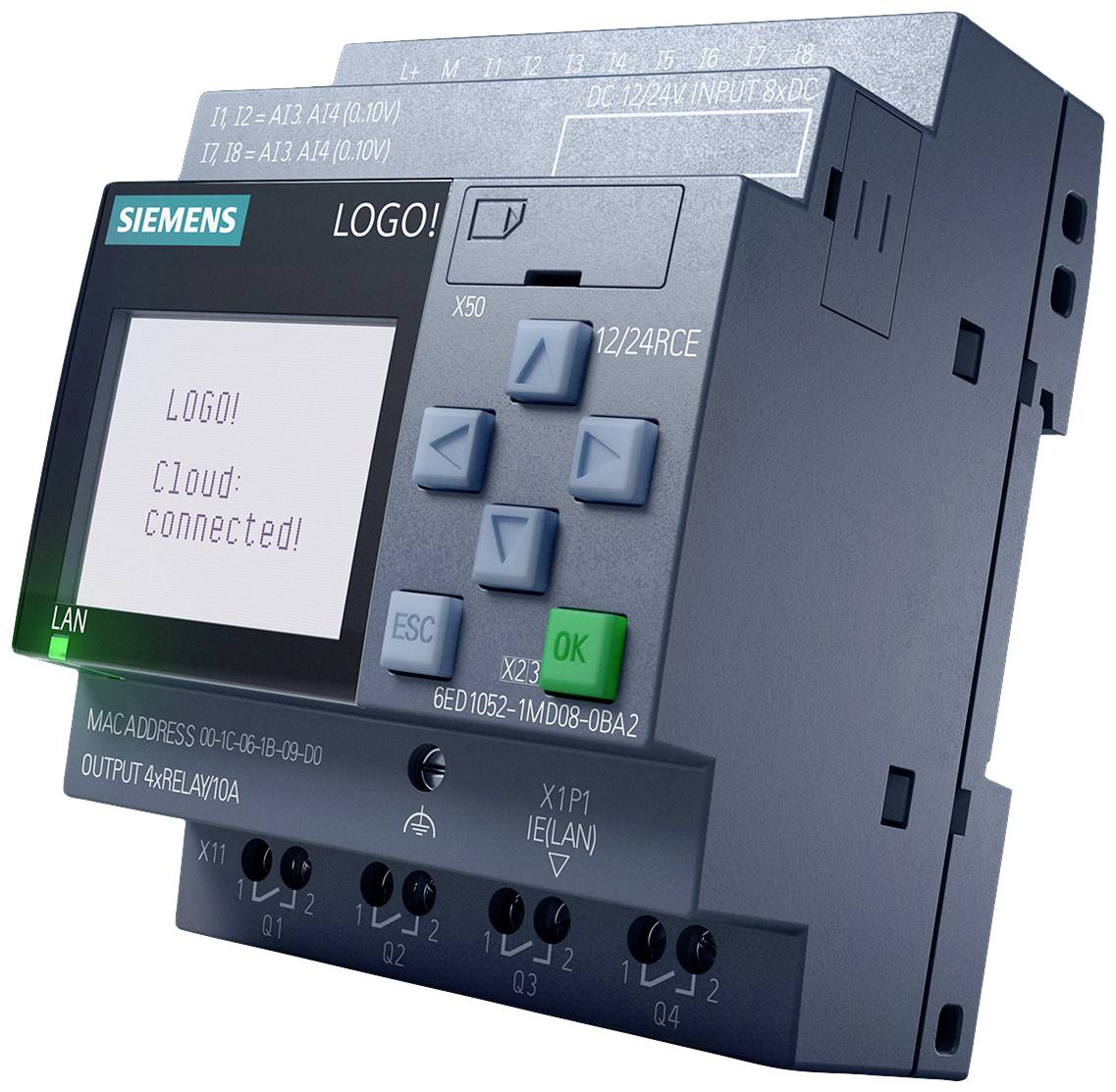 Siemens 6ED1052-1HB08-0BA2 PLC controller 24 V DC, 24 V AC
