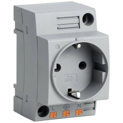 A grey socket with side mounting and orange contact points. Suitable for 16 A, 250 V applications.