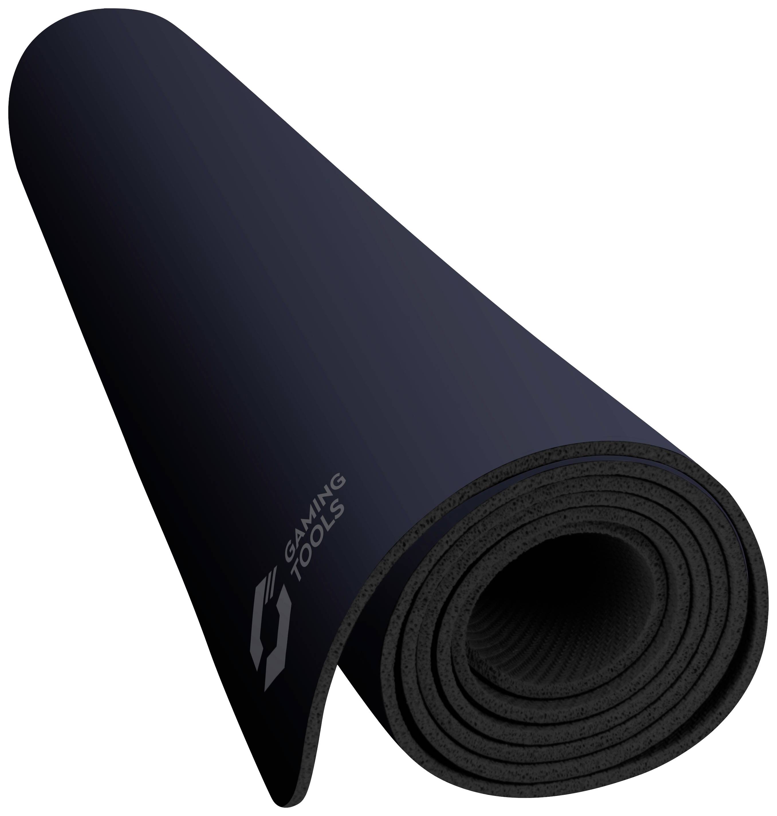 A rolled-up gaming mat in dark blue with the 'GAMING TOOLS' logo on the edge.