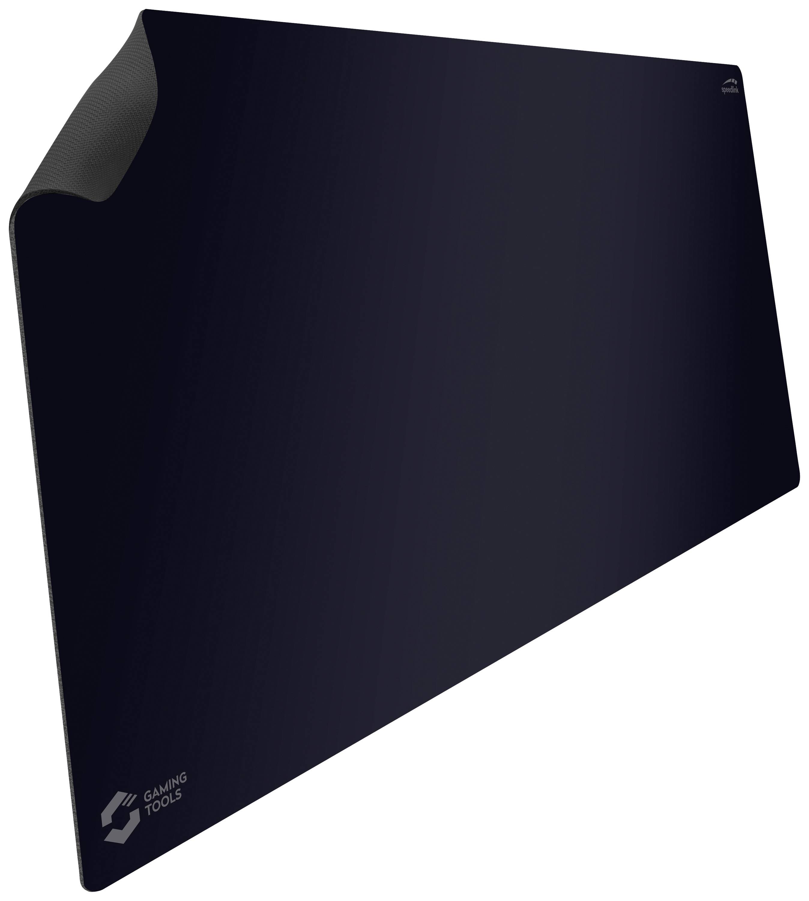 A large, black mousepad with a soft surface, with the 'Gaming Tools' logo located in the bottom corner.
