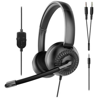 Image of SpeedLink METIS On-ear headset Corded (1075100) Stereo Black Headset, Volume control, Microphone mute