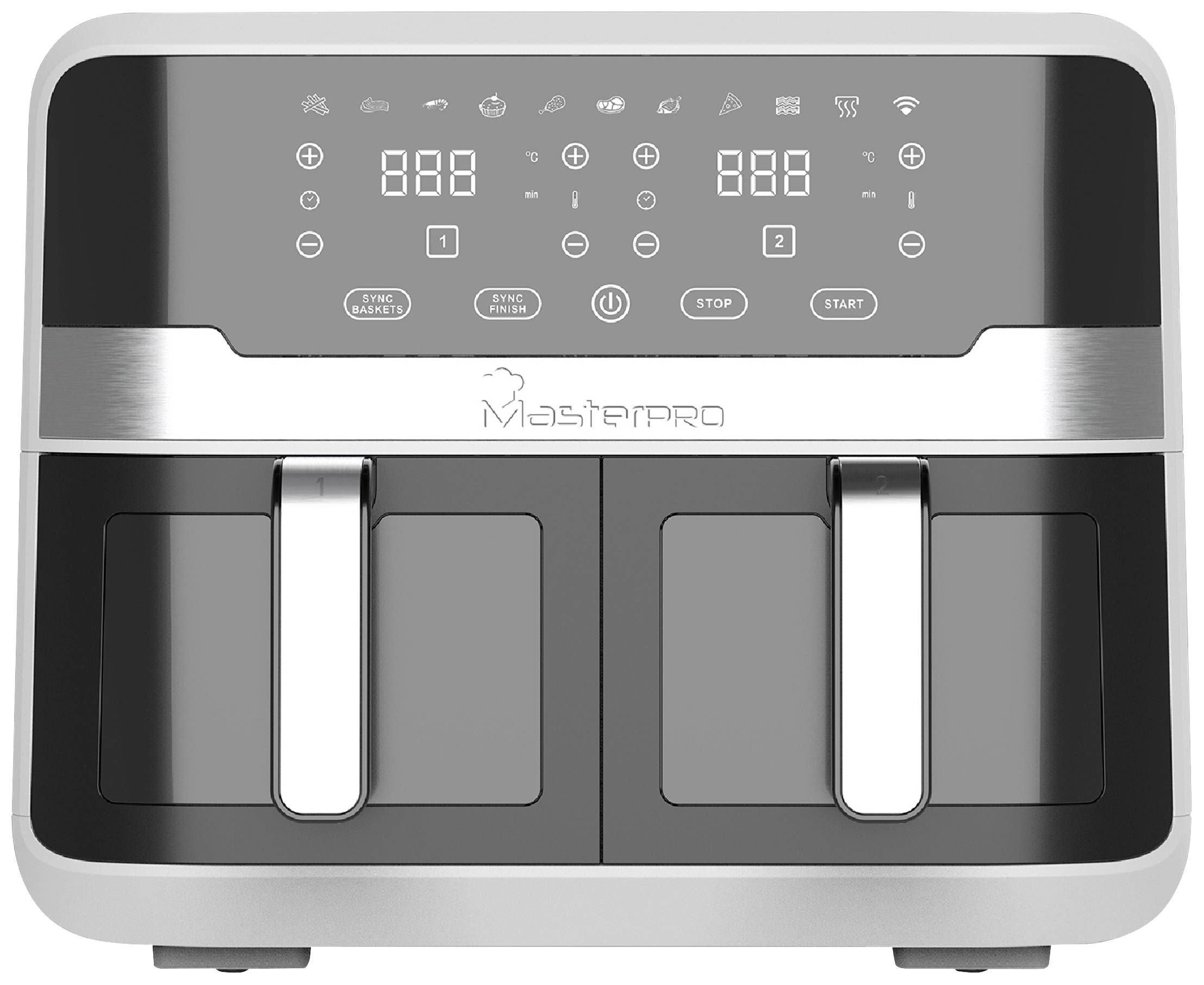 MasterPRO Rocket Duo Air fryer 9 l 2400 W with display, Indicator light Black, Silver