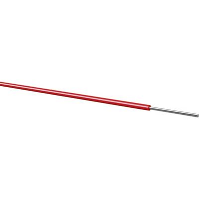 Red, isolated cable with electronic wire sheathing, exposed metal at the end. Used in electrical applications.