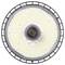 LED lamp in a circular housing with numerous small, yellow light-emitting diodes.