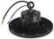 Industrial light with a circular housing and three outgoing cables for electrical connection, ideal for large interior spaces.