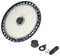 Industrial light with a circular LED plate, black housing, and removable components on a white background.