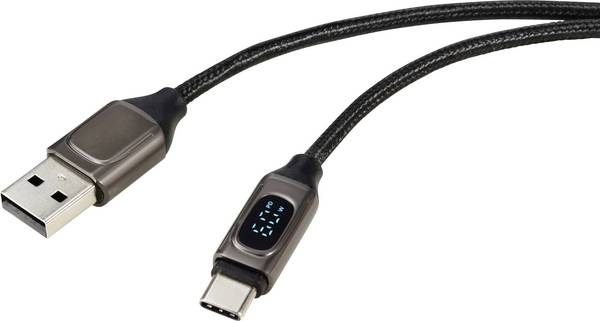 Renkforce USB cable USB 2.0 USB-A plug, USB-C® plug 1.00 m Silver (metallic) RF-6249616