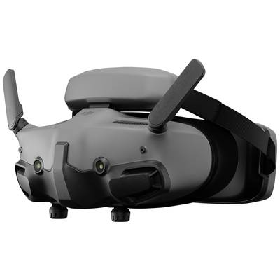 VR headset with two antennae and an adjustable headband, in a dark colour.