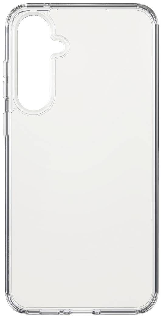 Transparent smartphone case for a model with a triple vertical camera cutout in the top left corner.