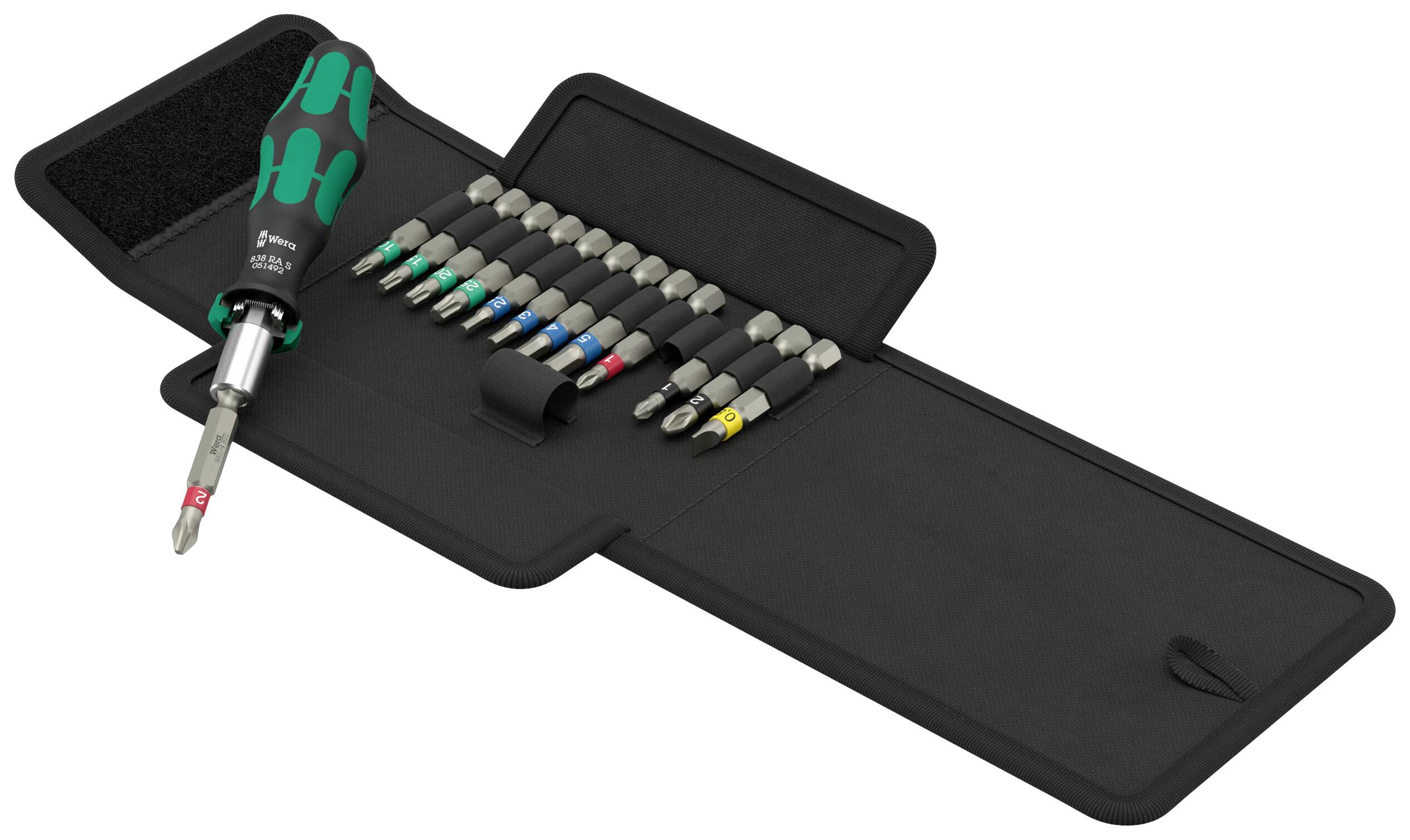 Wera Kraftform Kompakt 838 RA S Set 1 05051060001 Bit set 14-piece Phillips, Pozidriv, TORX, Allen, Slot incl. screwdriver bit holder