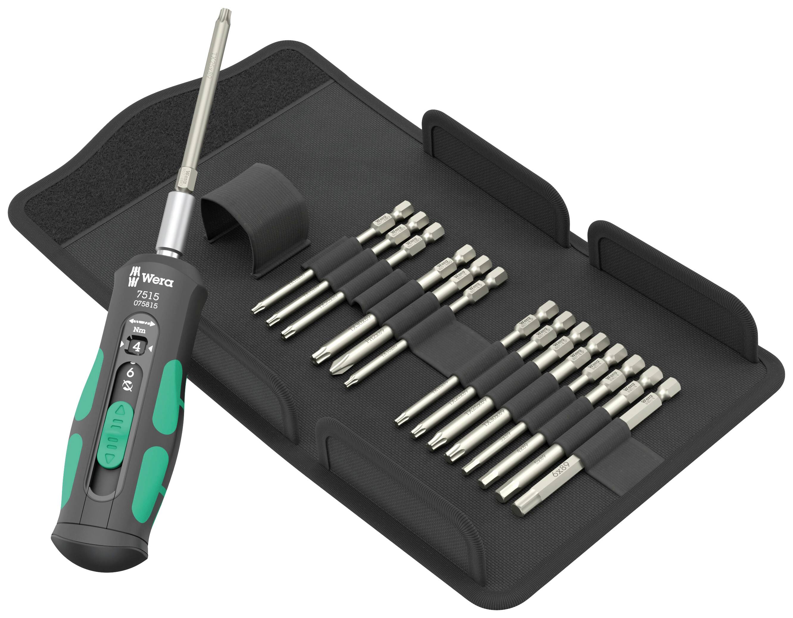 Wera 7515/16 Kraftform Safe-Torque Speed Universal 1 05075851001 Bit set 16-piece Phillips, TORX BO, TORX Plus, Allen incl. screwdriver bit holder