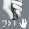 Interchangeable blade, screwdriver in hand, symbol for hearing and touch; demonstrates ergonomic design for ease of use.