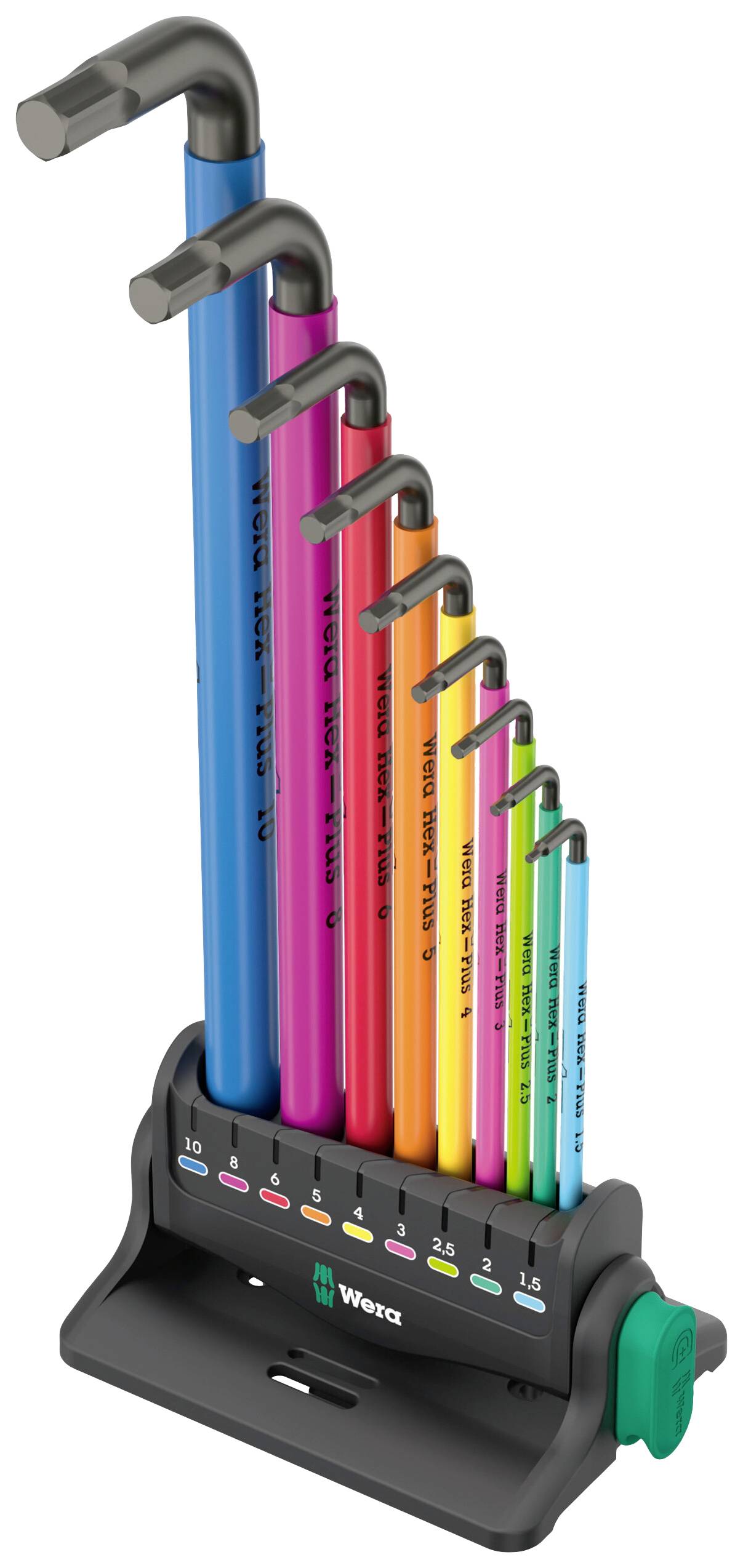 Wera 950/9 Hex-Plus Multicolour 3 Allen Allen key set 1.5 mm, 2 mm, 2.5 mm, 3 mm, 4 mm, 5 mm, 6 mm, 8 mm, 10 mm 9-piece