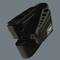 Image of a black, modern holder or adapter with multiple openings and a small, rectangular sticker on the side.
