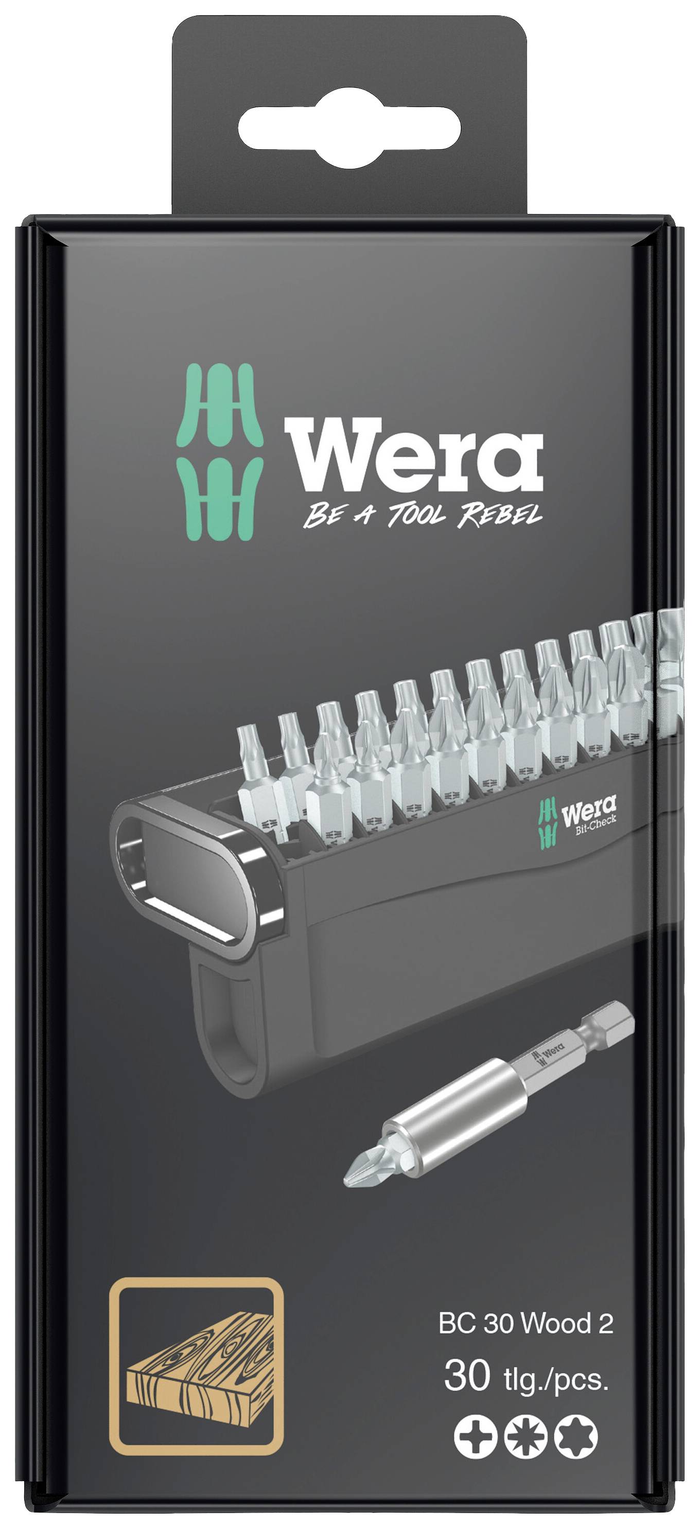 Wera Bit-Check 30 Wood 2 SB 05057438001 Bit set 30-piece Phillips, Pozidriv, TORX