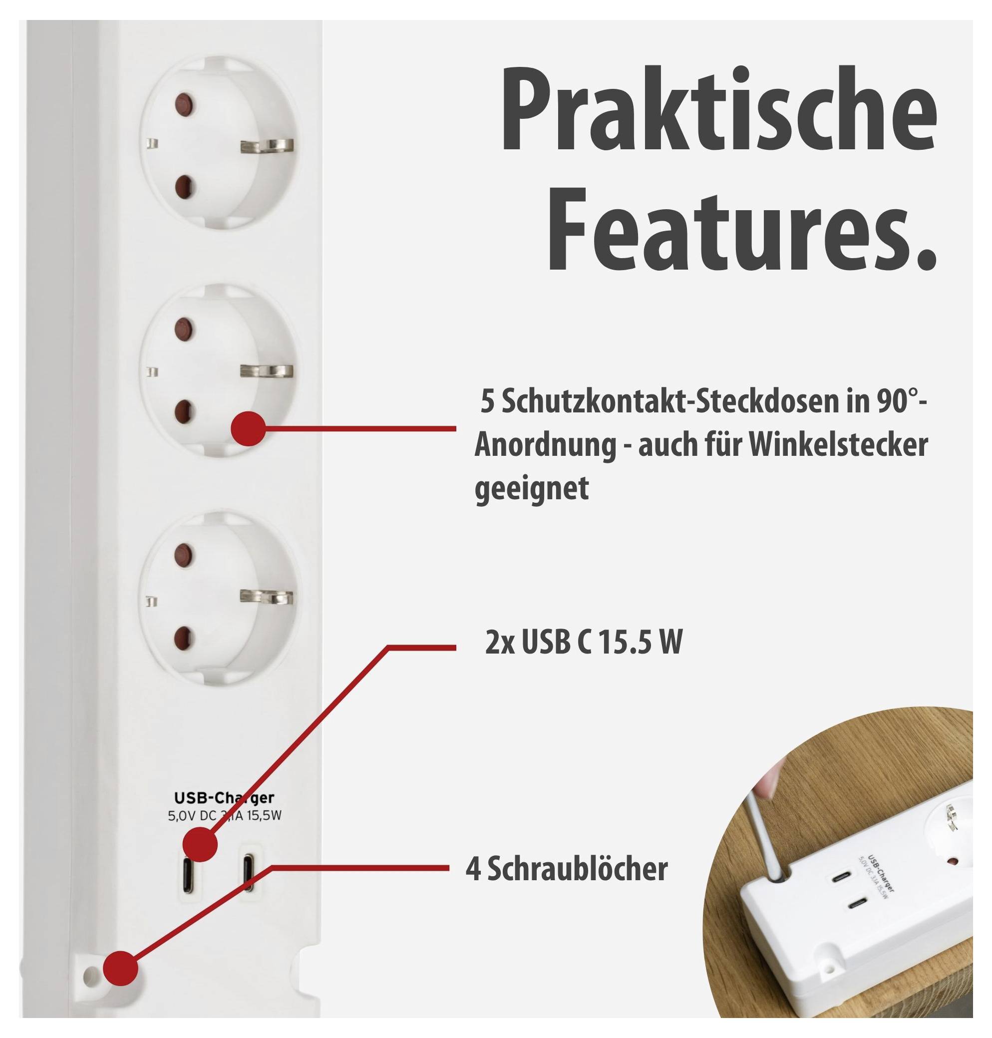 Brennenstuhl 1150660425 Power strip (+ switch) White PG connector 1 pc(s)-2
