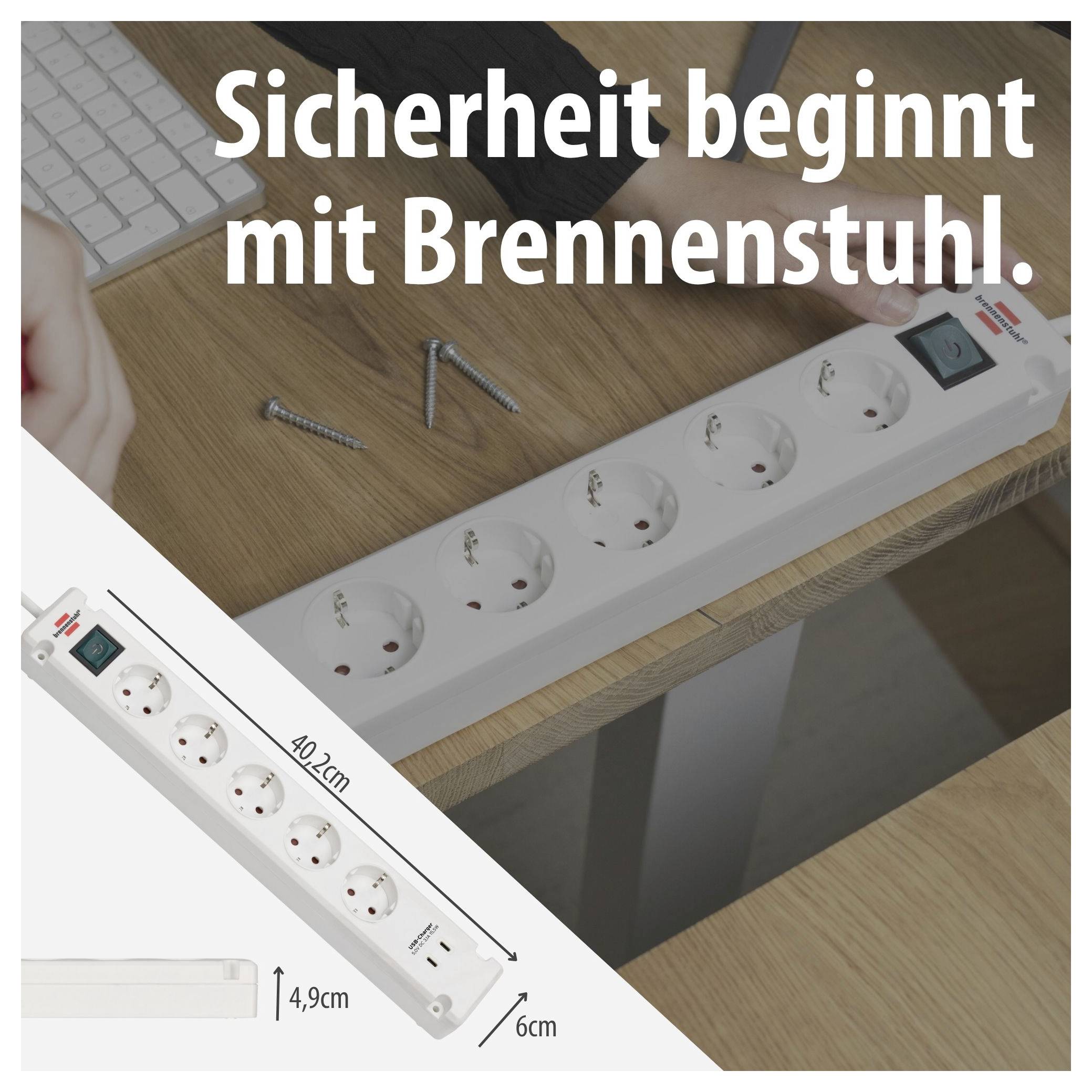 Brennenstuhl 1150660425 Power strip (+ switch) White PG connector 1 pc(s)-5