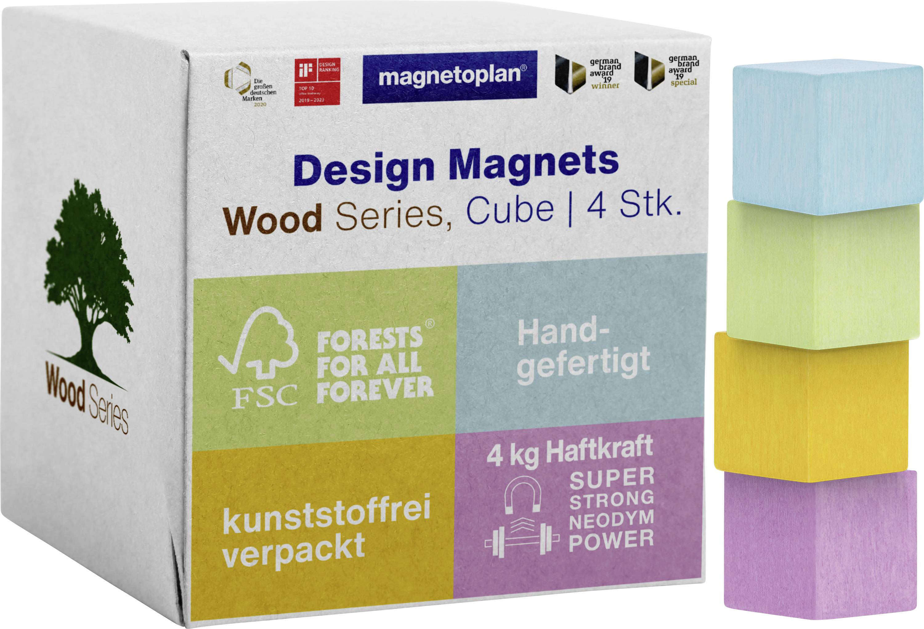 magnetoplan Magnet Cube (L x W x H) 20 x 20 x 20 mm Rose, Light orange, Light green, Light blue 4 pc(s) 16653410