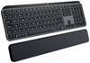 Logitech MX Keys S PLUS PALMREST Bluetooth® Keyboard German, QWERTZ Graphite Backlit, Ergonomic, Multipair function, Gel wrist support mat