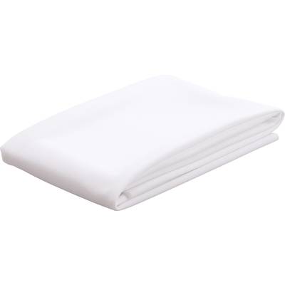 A simply folded white fabric cloth, probably a towel or sheet, on a white background.