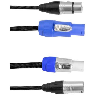 Three audio or power cables with different connector types, fitted with plugs and sockets at one end.