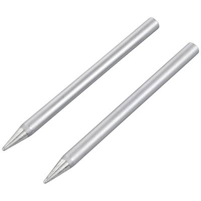 Two silver pencil leads with metallic tips lie parallel to each other on a white background.