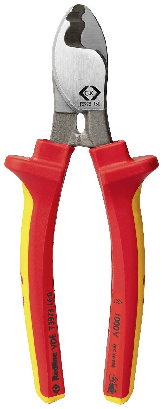 Insulated VDE side cutters, red-yellow handle, suitable for electrical installation work up to 1000 volts.