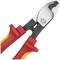 Pliers with a red-yellow handle and silver cutting edge. Suitable for cutting cables and wire.