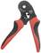 A crimping pliers with red and black handles, suitable for cable sizes from 0.08-16 mm².