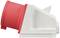 Industrial socket, red and white, shown from the side. Suitable for high electrical load in industrial applications.