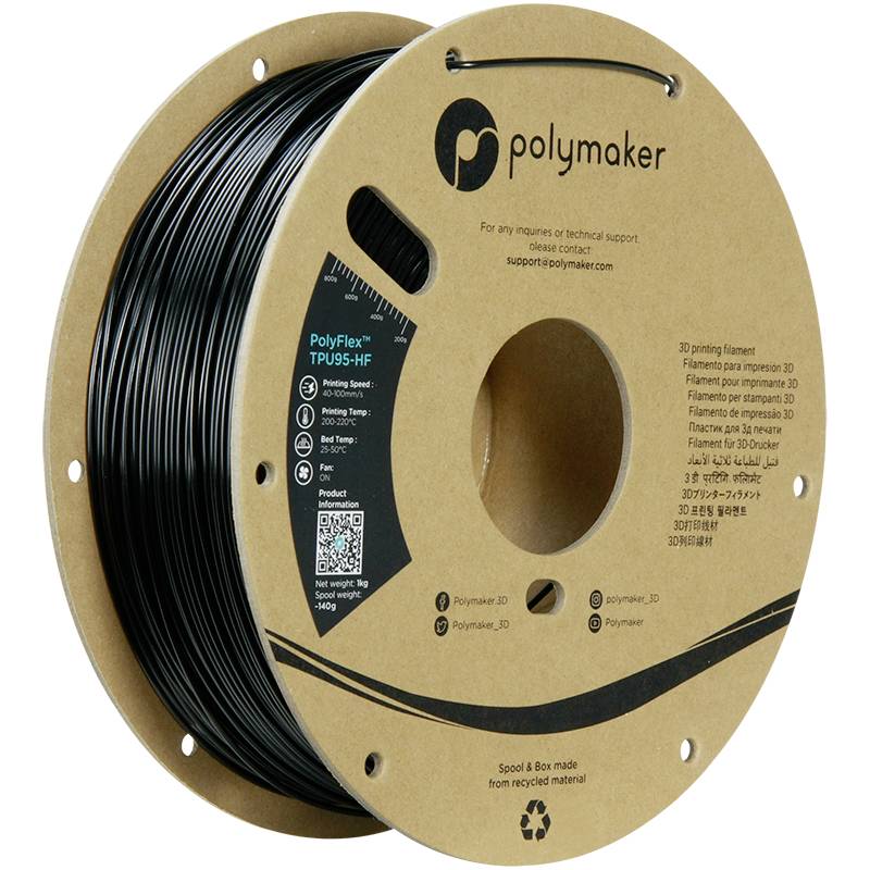 Polymaker PD03001 TPU95-HF Filament TPU, Flexible clexible, UV-resistant, Highspeed filament 1.75 mm 1000 g Black PolyFlex™ 1 pc(s)